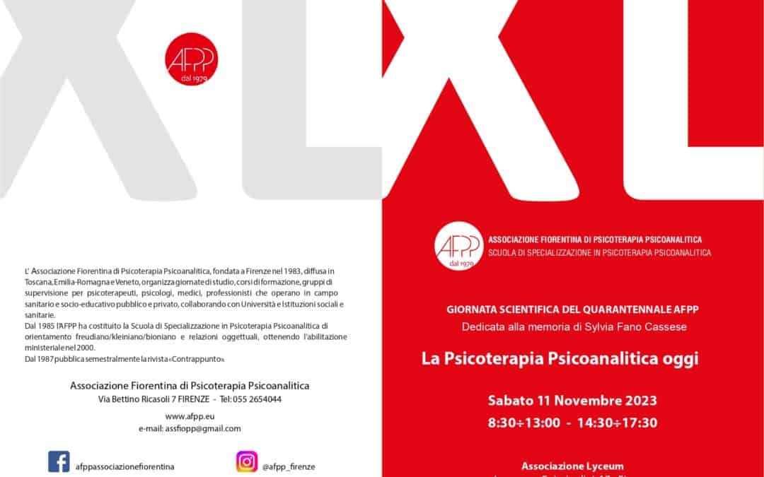 Giornata Scientifica Quarantennale AFPP: La Psicoterapia Psicoanalitica oggi